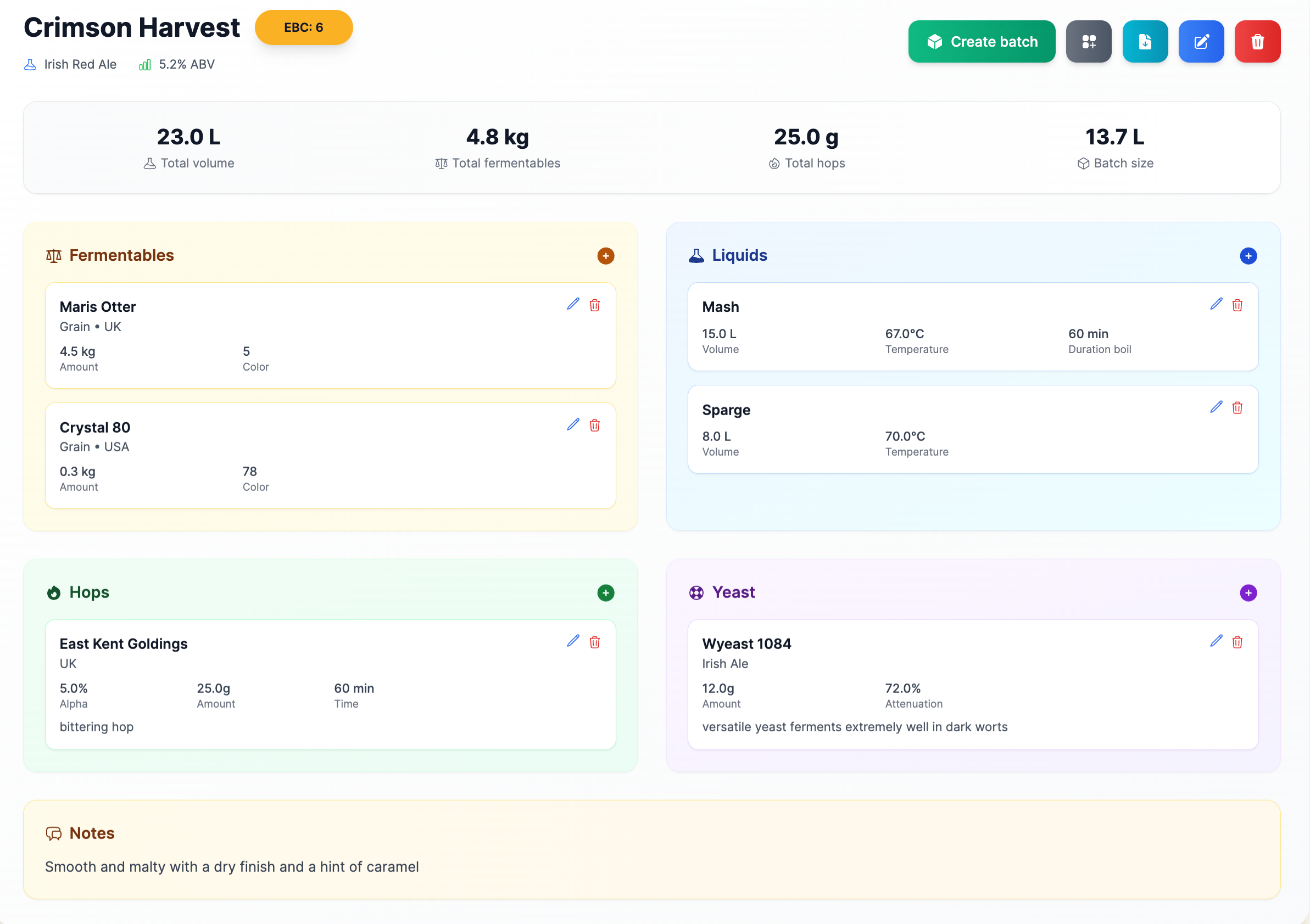 Recipe Management Interface
